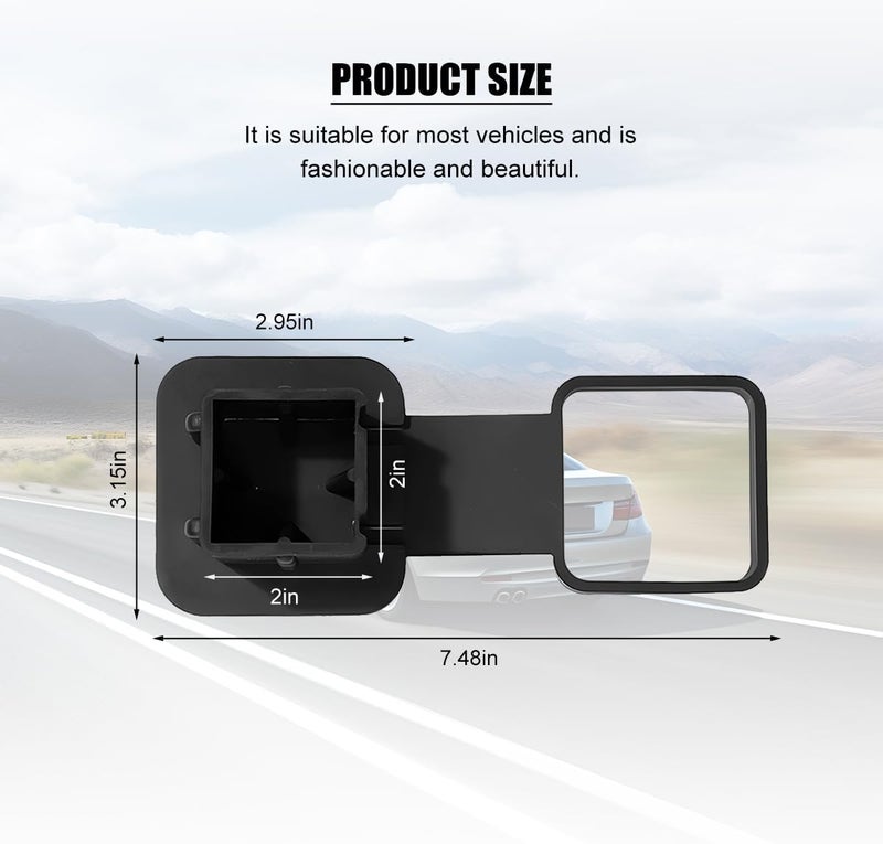 Sandfren 2 Inch Trailer Hitch Cover, Vehicle Square Mouth Protection Hook Dust-Proof Plug Cap, Automotive Receiver Tube Hitch Plug Insert Accessories, Universal Fit (Black Light Panel) - Image 2